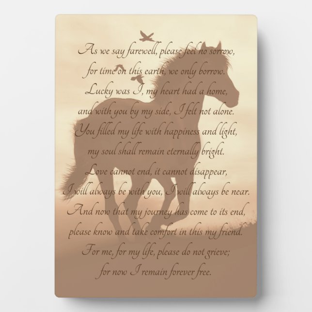Beautiful Horse Memorial Poem Plaque (Front)