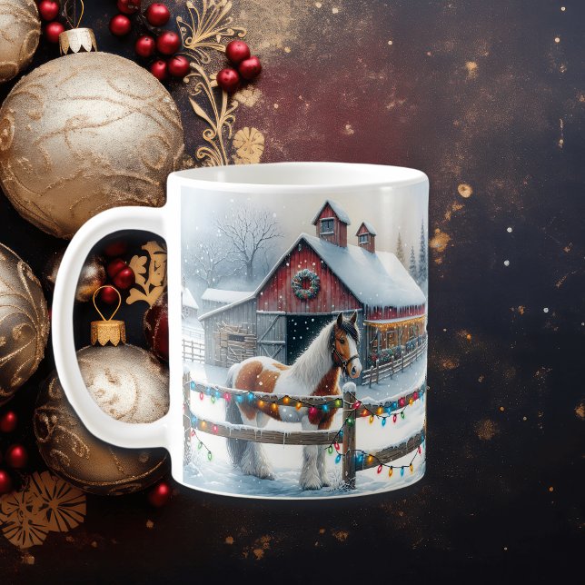 Beautiful Horse on a Christmas Farm Coffee Mug (Creator Uploaded)
