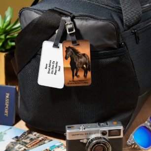 Beautiful Horse On Orange Sunrise Luggage Tag