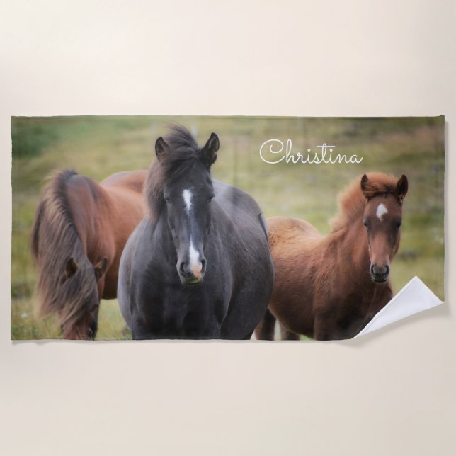 Beautiful Horse Personalised beach towel (Front)