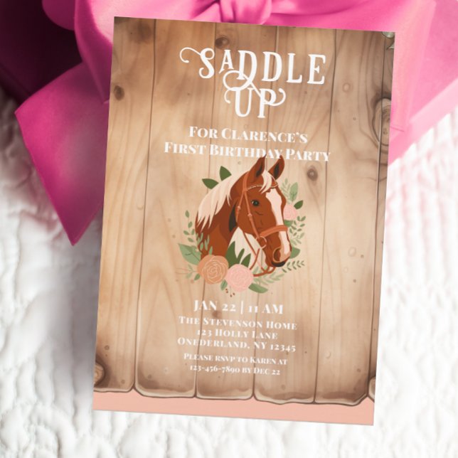 Beautiful Horse Rustic Country First Birthday Invitation (Creator Uploaded)