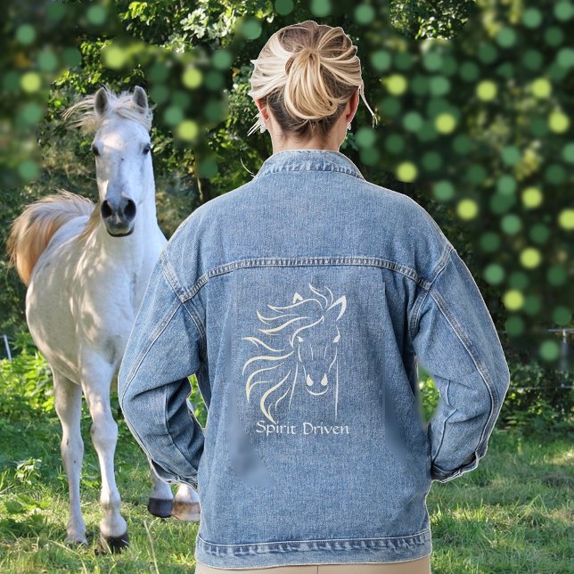 Beautiful Horse Silhouette Denim Jacket (Creator Uploaded)