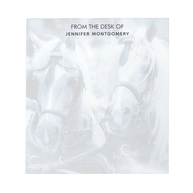Beautiful Horse Team Winter Photo Notepad (Front)