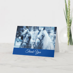 Beautiful Horse Team Winter Photo Thank You Card