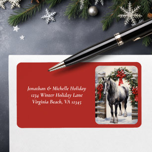 Beautiful Horse, Winter Garland Christmas Address Label
