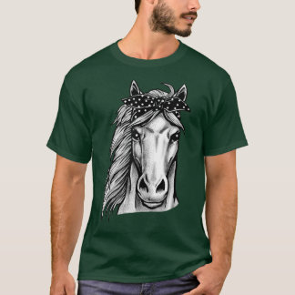Beautiful Horse With Cute Polka Dot BandanaHand Dr T-Shirt