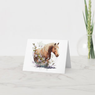Beautiful Horse with Flowers BLANK Card