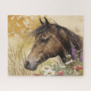 Beautiful Horse With Flowers Jigsaw Puzzle