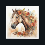 Beautiful Horse with Pretty Flowers Watercolor Napkin<br><div class="desc">Introducing our Beautiful Horse with Pretty Flowers Watercolor Paper Party Napkins,  a picturesque celebration of equine grace and floral beauty.</div>