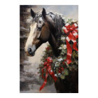 Beautiful Horse with Winter Wreath Christmas