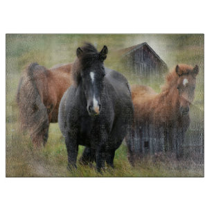 Beautiful Horses and Rustic Barn Cutting Board