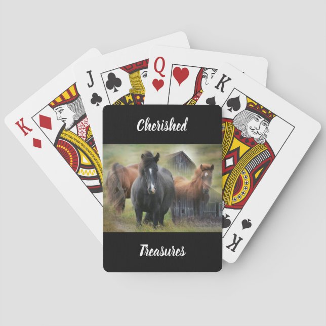 Beautiful Horses and Rustic Barn Playing Cards (Back)