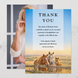 Beautiful Horses Celebration of Life Funeral Photo Thank You Card