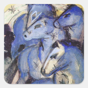 Beautiful Horses - Franz  Marc - The Blue Rider Square Sticker