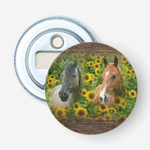 Beautiful Horses in Field of Sunflowers Bottle Ope Opener