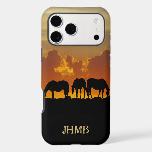 Beautiful Horses in Sunset Evening Custom Initials
