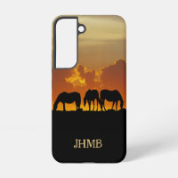 Beautiful Horses in Sunset Evening Custom Initials