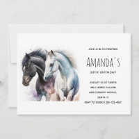 Beautiful Horses in Watercolor Birthday