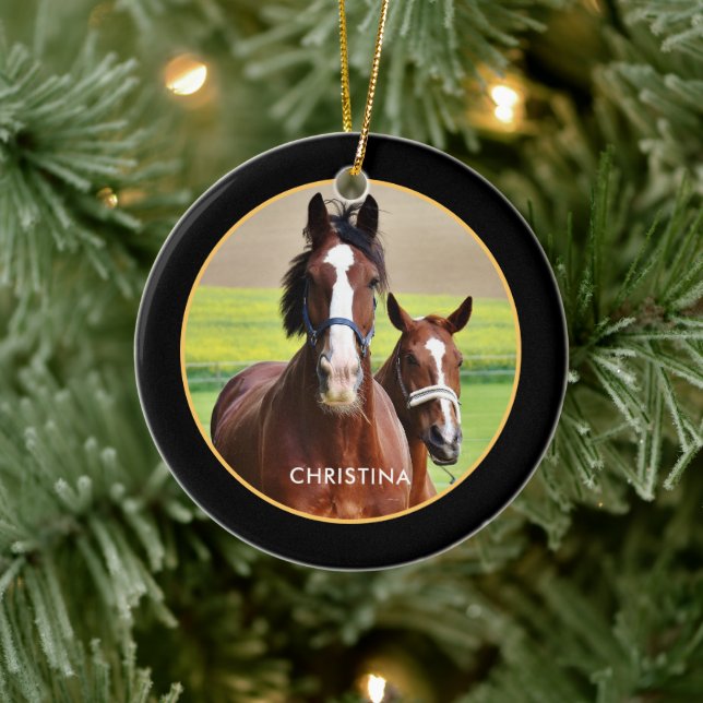 Beautiful horses personalised ceramic tree decoration (Tree)