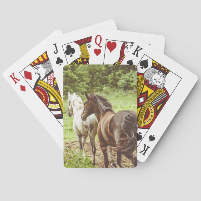 Beautiful Horses Rustic Farm Playing Cards (Back)
