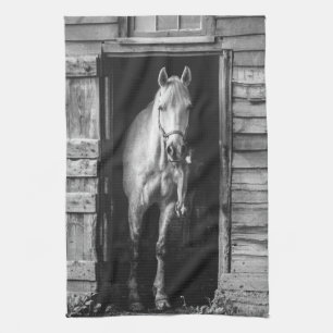 Beautiful Horses Rustic Farmhouse Tea Towel