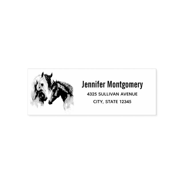 Beautiful Horses Western Boho Name & Address Self-inking Stamp (Design)