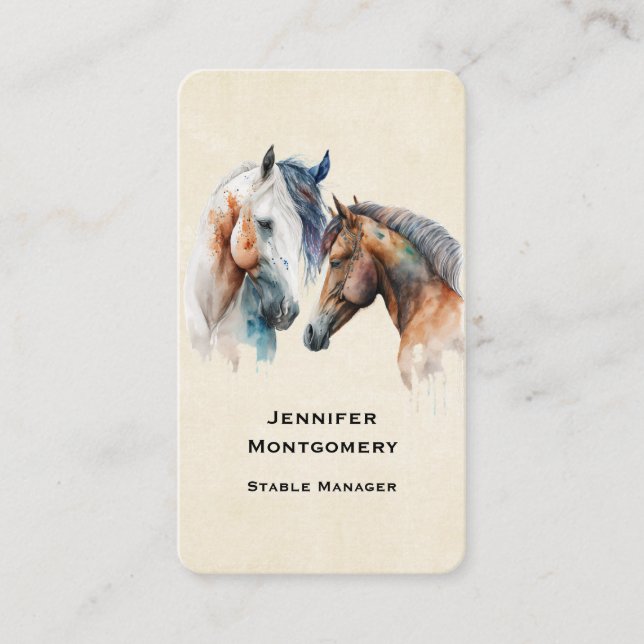Beautiful Horses Western Boho Style Business Card (Front)