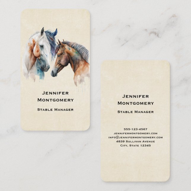 Beautiful Horses Western Boho Style Business Card (Front/Back)