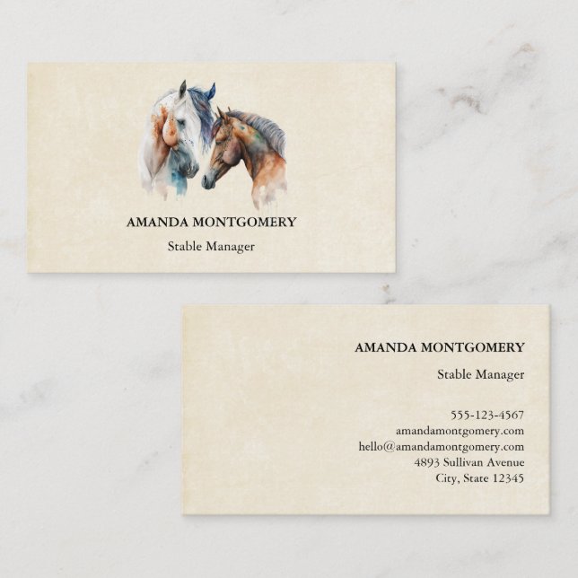 Beautiful Horses Western Boho Style Business Card (Front/Back)