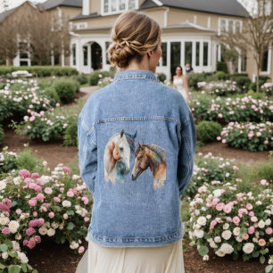 Beautiful Horses Western Boho Style Denim Jacket
