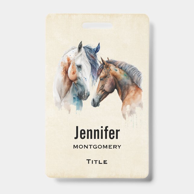 Beautiful Horses Western Boho Style ID Badge (Front)