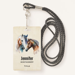 Beautiful Horses Western Boho Style ID Badge