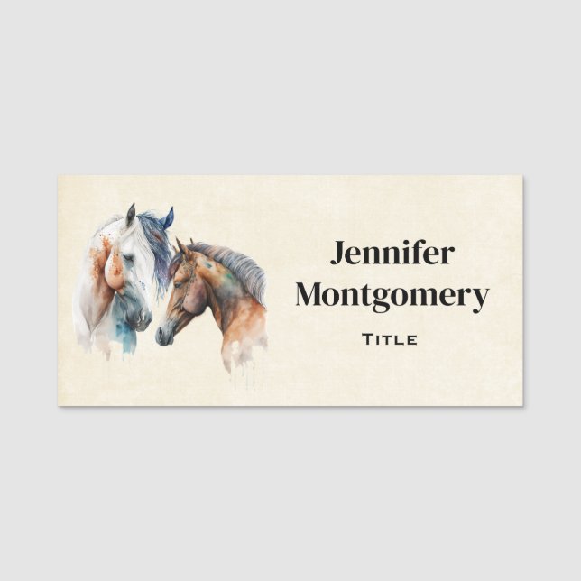 Beautiful Horses Western Boho Style Name Tag (Front)