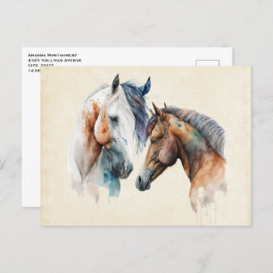 Beautiful Horses Western Boho Style Postcard