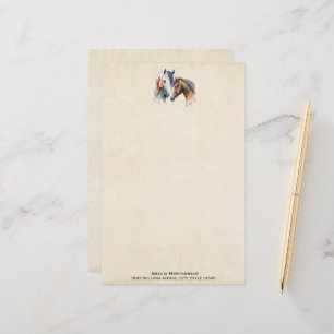 Beautiful Horses Western Boho Style Stationery