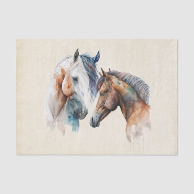 Beautiful Horses Western Boho Style Tissue Paper (Front)