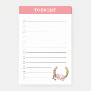 Beautiful Horseshoe with Flowers To Do List Post-it Notes