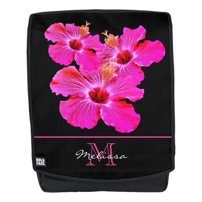 Beautiful HOT Pink Hibiscus Backpack (Front)