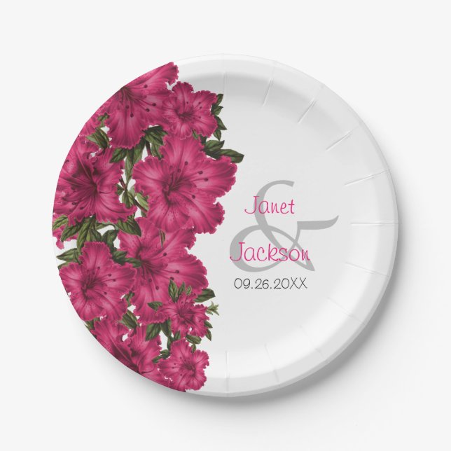 Beautiful Hot Pink Lilies Paper Plate (Front)