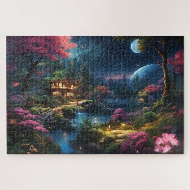 Beautiful House and Gardens in a Magical Land Jigsaw Puzzle (Horizontal)
