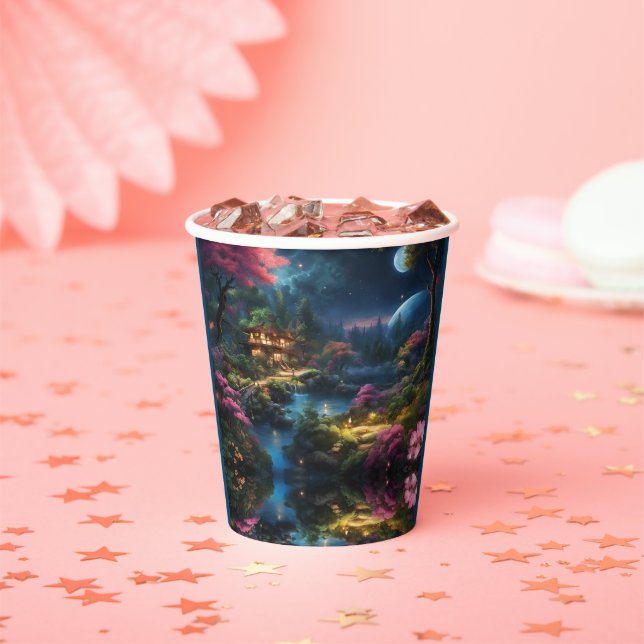 Beautiful House and Gardens in a Magical Land Paper Cups (Insitu)