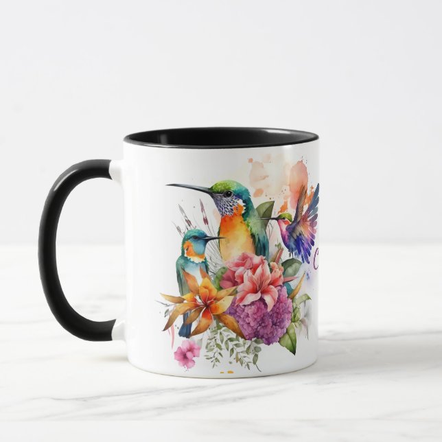 Beautiful Humming Birds in Flowers Mug (Left)