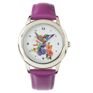 Beautiful Hummingbird and Flowers Watch