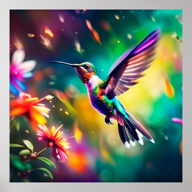 Beautiful Hummingbird in flight  Poster (Front)