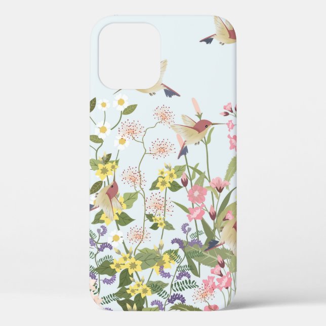 Beautiful hummingbird in sweet floral flower garde Case-Mate iPhone case (Back)