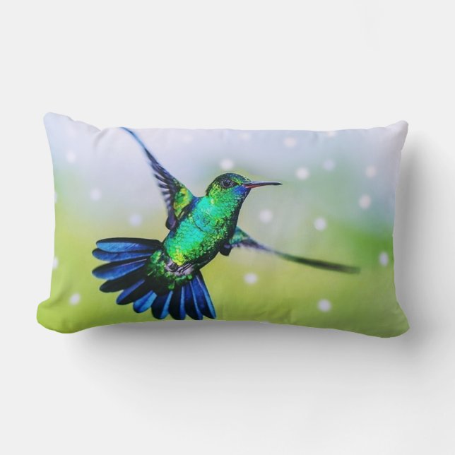 Beautiful Hummingbird Lumbar Cushion (Front)