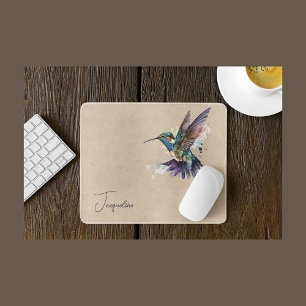 Beautiful Hummingbird Personalised Watercolor Mouse Pad