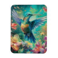 Beautiful Hummingbird Surrounded by Flowers