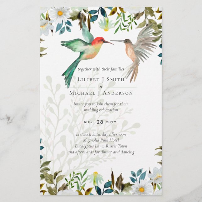 Beautiful HUMMINGBIRDS Couple Wedding Flyer (Front)