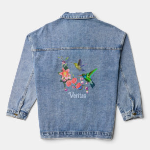 Beautiful Hummingbirds & Flowers Denim Jacket